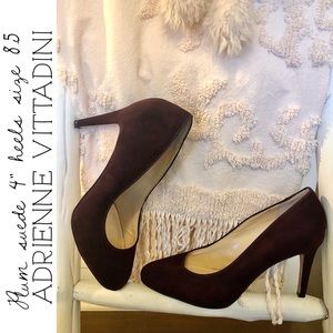 Adrienne Vittadini Plum Suede Heels, Size 8.5
